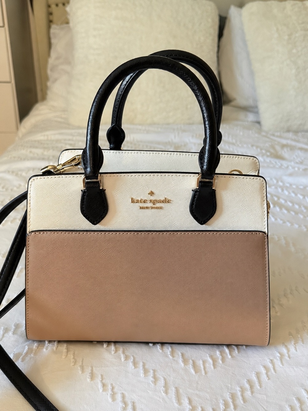 kate spade Cream, Black & Tan Colorblock Satchel